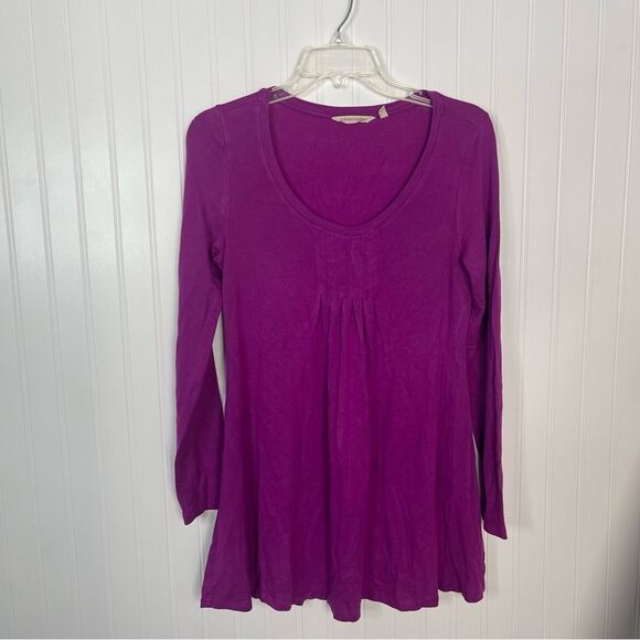 Soft Surroundings Top XS Purple Solid Long Sleeve Scoop Neck Soft Stretch Casual - Picture 1 of 5